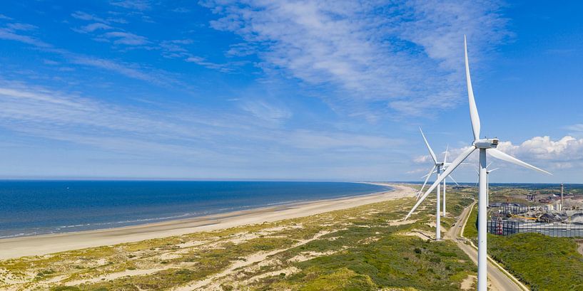 Wind turbines at the North Sea shore in Wijk aan Zee by Sjoerd van der Wal Photography