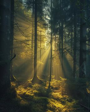 Magisch licht in het bos van fernlichtsicht