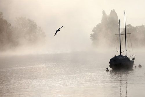 Segelboot bei Nebel