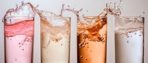 Drankjes spetteren in kleurrijke glazen