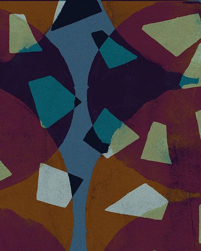 Abstracte vormen in retro gedempte kleuren nr. 3