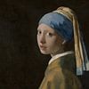 Mädchen ohne Perlenohrring und mit weißer Atemkapsel (Vermeer) Horizontal von Gig-Pic by Sander van den Berg