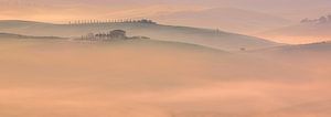 Nebel und Morgenlicht in der Toskana, Italien