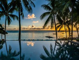 Zonsondergang voor de kust van Mauritius