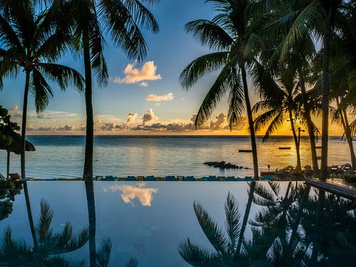 Sunset off the coast of Mauritius