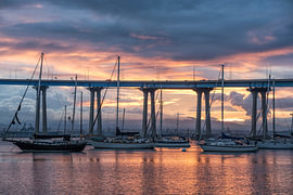 Fiery Sky Sunrise - Coronado Bridge by Joseph S Giacalone Photography