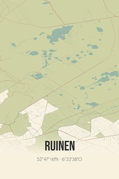 Vintage landkaart van Ruinen (Drenthe) van MijnStadsPoster