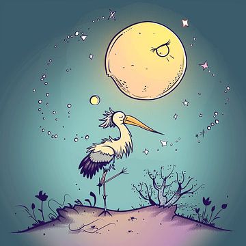 Wobbly Welcome: Pastel Stork for a Gentle Arrival by Karina Brouwer