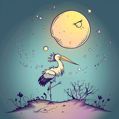 Wobbly Welcome: Pastel Stork for a Gentle Arrival