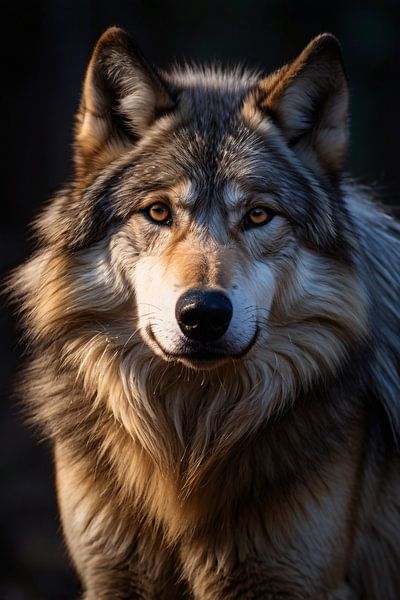 Detailliertes Porträt eines Wolfes von Art & Soul Creations