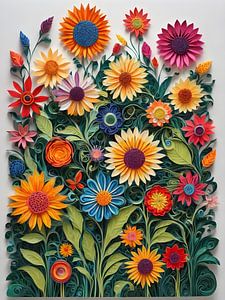 Des fleurs en papier dans une œuvre d'art vivante
