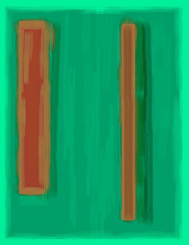 Abstract painting with green and orange