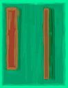 Abstract schilderij met groene en oranje kleurvlakken van Rietje Bulthuis thumbnail