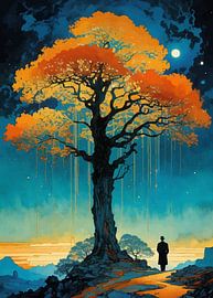 Man Standin on beside Big Tree