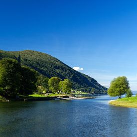 Paysage idyllique au bord de l'Eidfjord sur Anja B. Schäfer