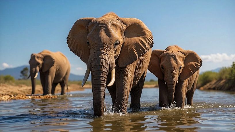 Elephants in Motion - Strength and Togetherness by Kleurenrijk