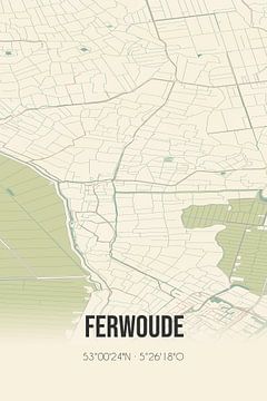 Vintage landkaart van Ferwoude (Fryslan) van Rezona