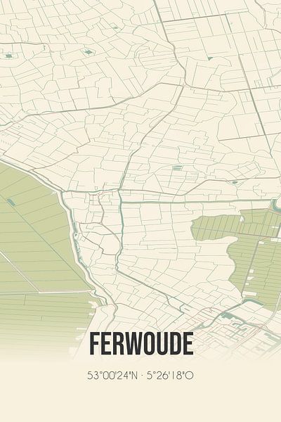Vintage map of Ferwoude (Fryslan) by Prints of Place