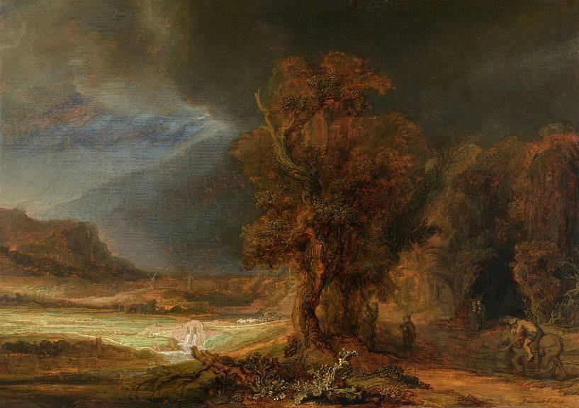 Landscape with the Good Samaritan, Rembrandt by Rembrandt van Rijn