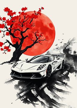 Pagani Huayra Sumi-E Schilderij van MIROKKU