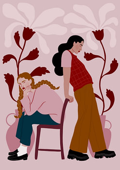 Peinzende vrouwen – bloemrijke sfeer