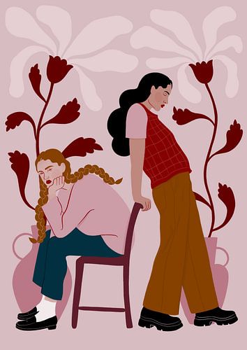 Pensive Women Floral Mood