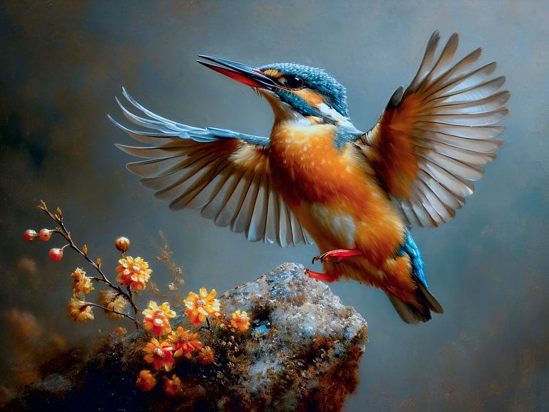 Kingfisher in flight by Max Steinwald