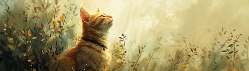 Schilderij Kat | Enjoy the Sun | Kat van De Mooiste Kunst