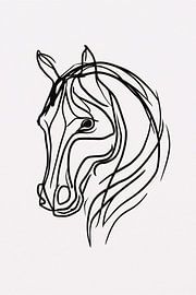 Schwarze Linien Pferd minimalistische Kunst von Art & Soul Creations