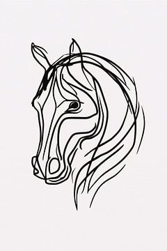 Black lines horse minimalist art by De Muurdecoratie