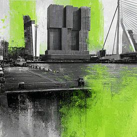 Rotterdam Skyline mit grünen abstrakten Akzenten von Digital Picture Art