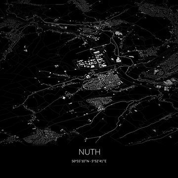 Zwart-witte landkaart van Nuth, Limburg. van Rezona