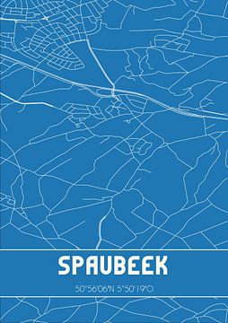 Blauwdruk | Landkaart | Spaubeek (Limburg) van MijnStadsPoster
