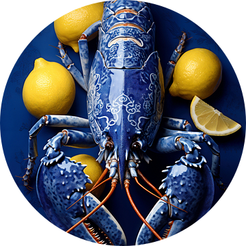 Delfts Blauwe kreeft met citroen van Marianne Ottemann - OTTI