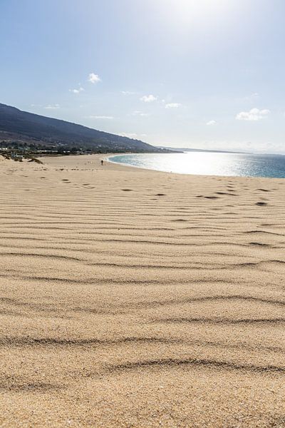 View over a sand dune to the sea, Duna de Valdevaqueros, Tarifa, Andalusia, Spain. by Fotos by Jan Wehnert