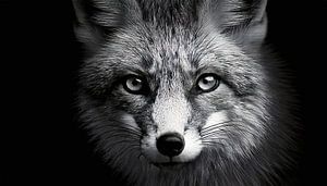 Fuchs in schwarz und weiß