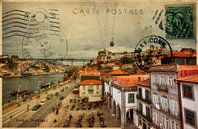 stylische Retro-Postkarte von Porto von Ariadna de Raadt-Goldberg Miniaturansicht