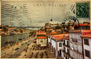 stylische Retro-Postkarte von Porto