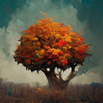 Arbre aux feuilles multicolores en automne sur Berit Kessler