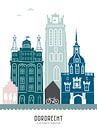 Skyline illustratie stad Dordrecht in kleur van Mevrouw Emmer thumbnail