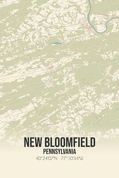 Vintage landkaart van New Bloomfield (Pennsylvania), USA. van Rezona