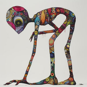 bunte skurrile Puppe