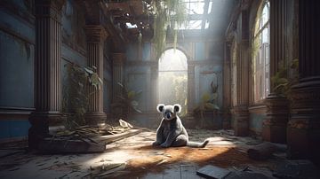 The Solitary Koala in the Abandoned Villa: Beauty Amidst Decay van Patrick Nijhuis