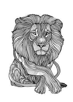 Lijnen kunst dier leeuw van JBJart Justyna Jaszke