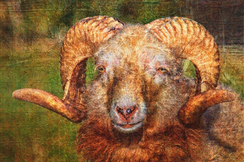 Schaf mit Hörnern, kreativ gestaltet von Marjolein Deelen
