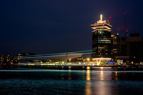 Eye Film Museum and A'DAM Tower - light lines along the IJ
