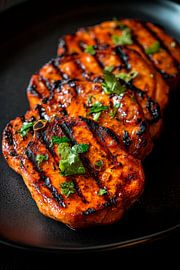 Grilled pieces of meat with herb topping by Poster Art Shop