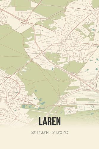 Alte Landkarte von Laren (Noord-Holland)