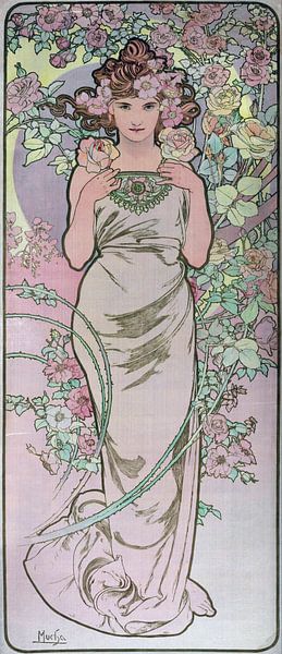 Woman, drawn with flower (lily) - Alphonse Mucha, 1898 by Atelier Liesjes