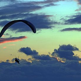 Paraglider by sunset sur Yvonne Steenbergen